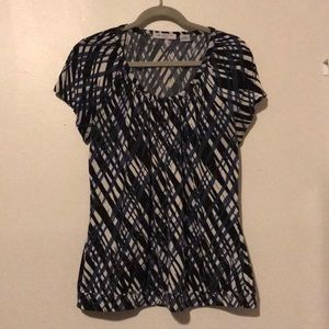 EUC black, blue and white blouse.